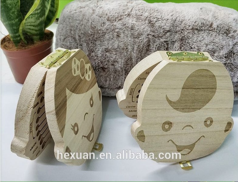 For Girl - Baby Wood Tooth Box and Milk Teeth Storage Carousel 2