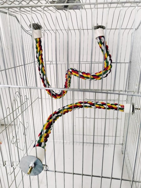 Bird Toy Bird Perch Coil Swing Cockatiel Cage Toy Chew Rope 105cm L x 2cm dia Carousel 6