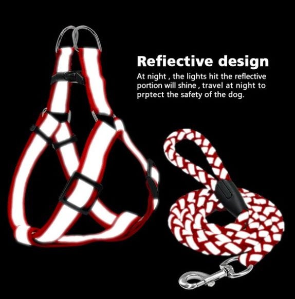 Pet Dog Reflective harness and leash set No Pull Adjustable Heavy duty Size L Carousel 2