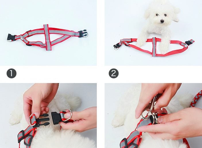 Pet Dog Reflective harness and leash set No Pull Adjustable Heavy duty Size L Carousel 9