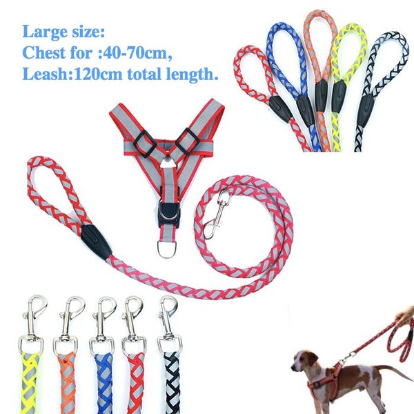 Pet Dog Reflective harness and leash set No Pull Adjustable Heavy duty Size L Carousel 1