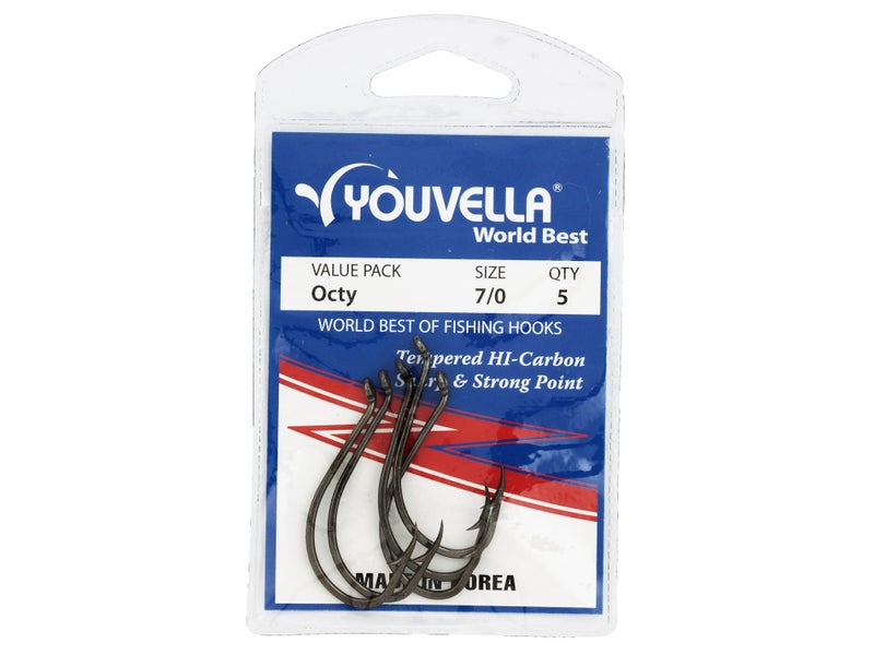 YOUVELLA Octy Hook 7/0 - 5 Pack - Size #7 Fishing Hooks Carousel 1