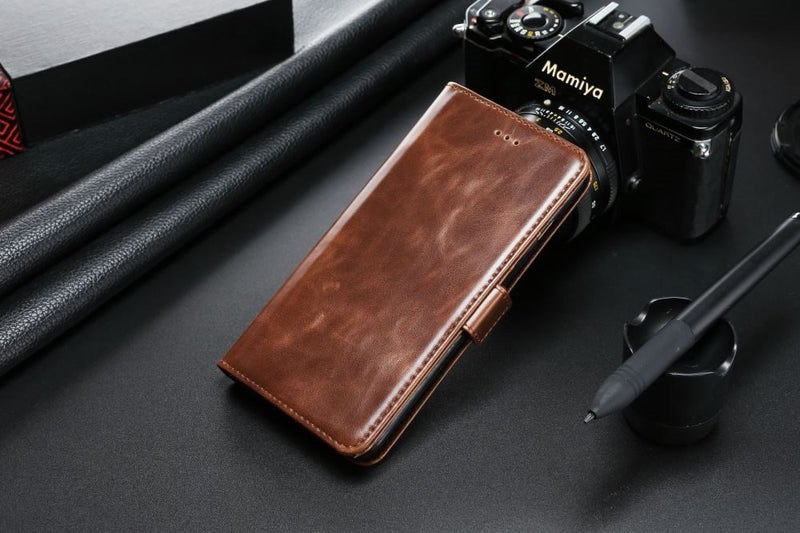 Xiaomi Mi 9 case executive leather wallet slim cow hide finish D brn Carousel 2