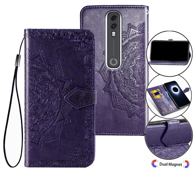 Vodafone Smart V10 Pu Leather Wallet Case Embossed Mandala Magnetic Closure ppl Carousel 1