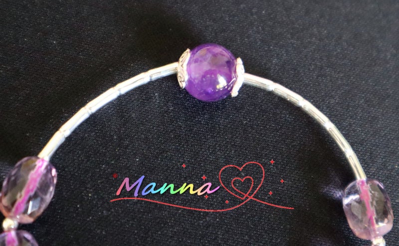 Manna hand made 925 Silver natural sliced Amethyst crystal 9MM Fashion bracelet Carousel 2