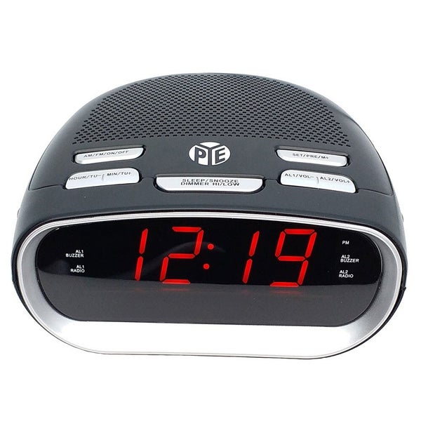 PYE AM FM Alarm Digital Clock Radio w LED Display Snooze for Bedside Table Black Carousel 1