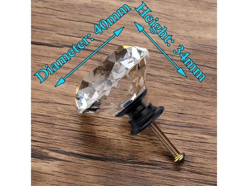 KAK 20/30/40mm Diamond Shape Design Crystal Glass Knobs Cupboard Drawer Carousel 1