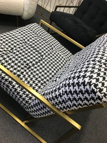 Mallorca Chair in Houndstooth /Brushed Gold Carousel 2