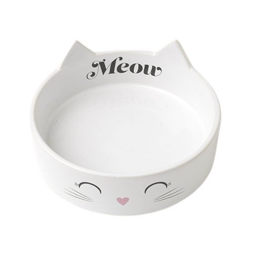Meow Kitty Shallow Bowl White 13cm Carousel 1