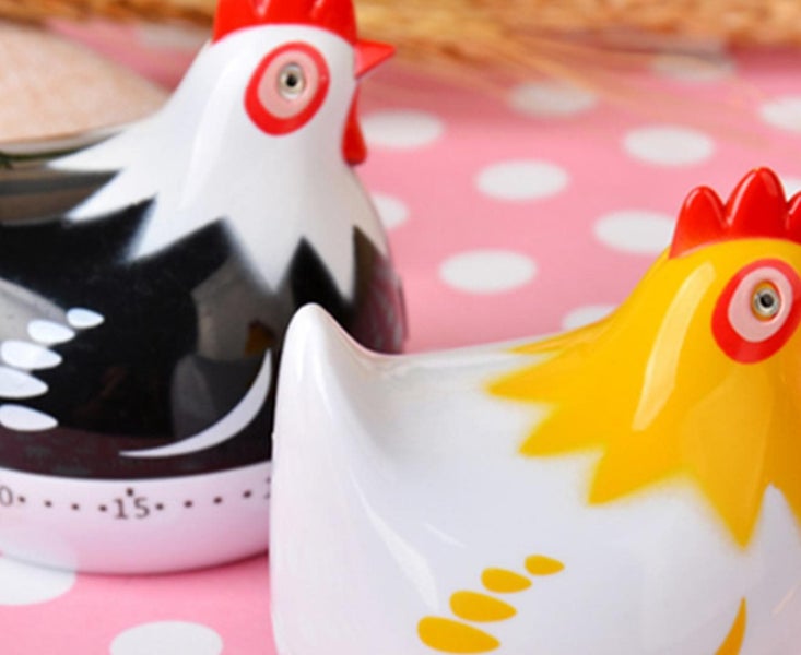 2PCS Cute Hen Timer Mechanical Kitchen Baking Reminder Carousel 2