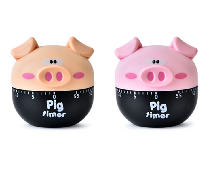 2PCS Piggy Shape Kitchen Mechanical Timer Carousel 1