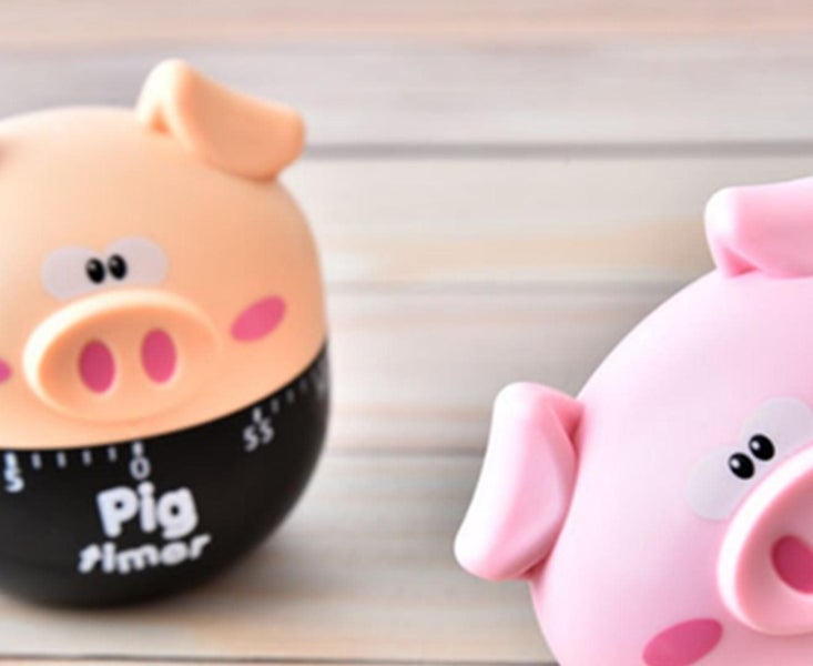 2PCS Piggy Shape Kitchen Mechanical Timer Carousel 4