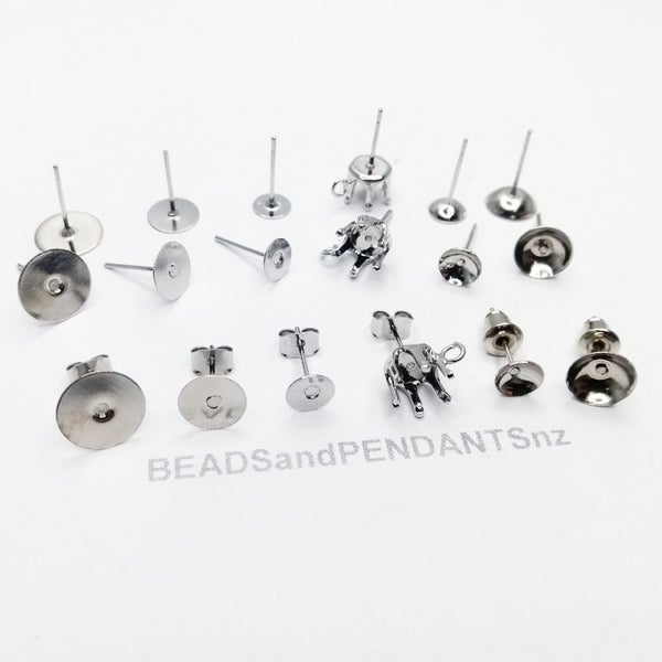 Earring stud blanks with earring backs (per bag) Carousel 1