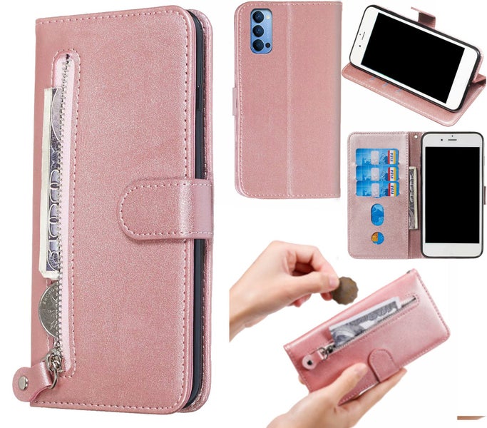 Oppo Reno4 5G pu leather wallet case cowhide finish card zipper RG Carousel 1