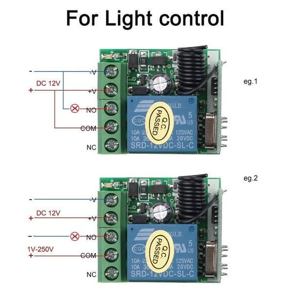 12V 1 Channel 433Mhz Wireless Remote Control Switch with 1 Transmitter Carousel 2