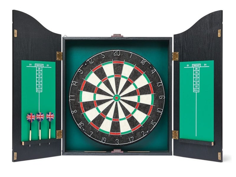 Dartboard with Cabinet - Bristle Dart Board with 6 Darts & Scoreboard Carousel 1