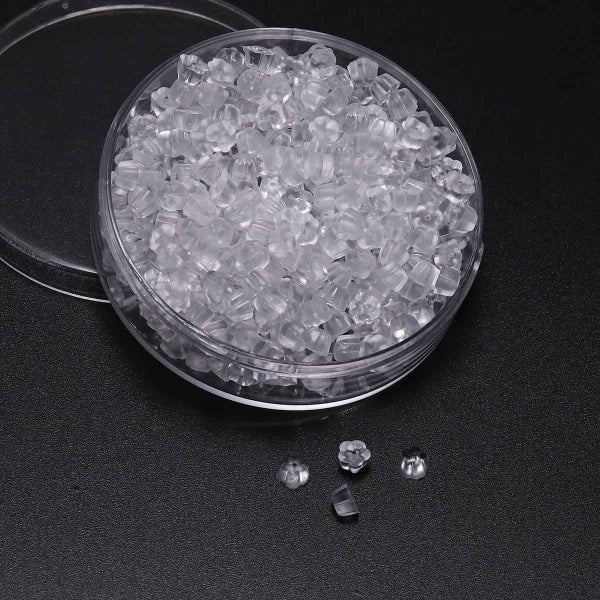 ** Rubber (Silicon) Earring Back Stoppers - Medium - Flower (x50) ** Carousel 1