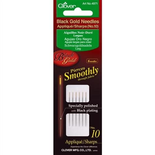 Clover Black Gold Applique/Sharps Needles Size 10 Carousel 1