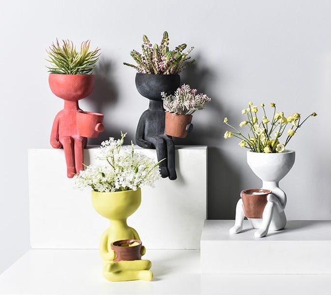 Home Office Decor | Indoor Planters | Home Decor | Resin | Nordic | White C Carousel 1