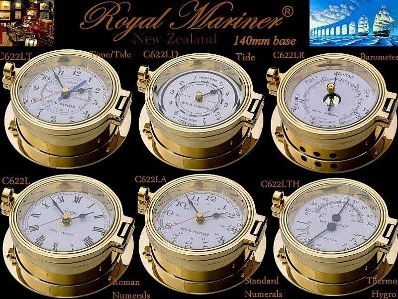 NZ retailer. Royal Mariner® Time and Tide Clock. Dial design unique to NZ C622T Carousel 6