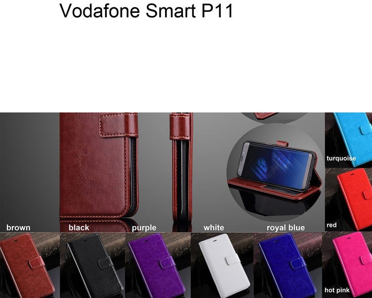 Vodafone smart P11 case vintage fine leather wallet 3 card slots ID kickstand Carousel 1