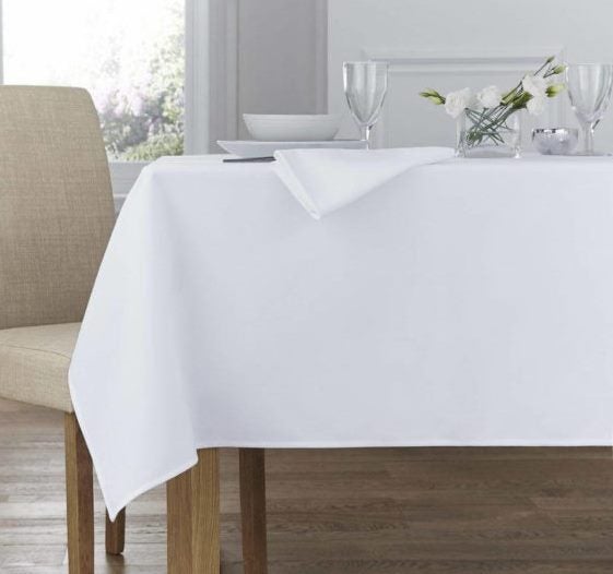 Twill Reversible Table Cloth - Commercial Grade - White 140 x 140 cm XS Carousel 1