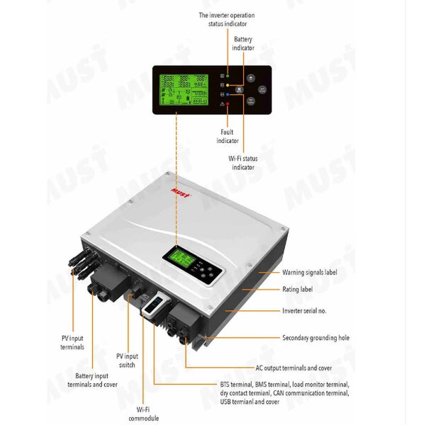 Mustpower PH10-5048A High Frequency ON/OFF Grid Hybrid Solar Inverter Carousel 2