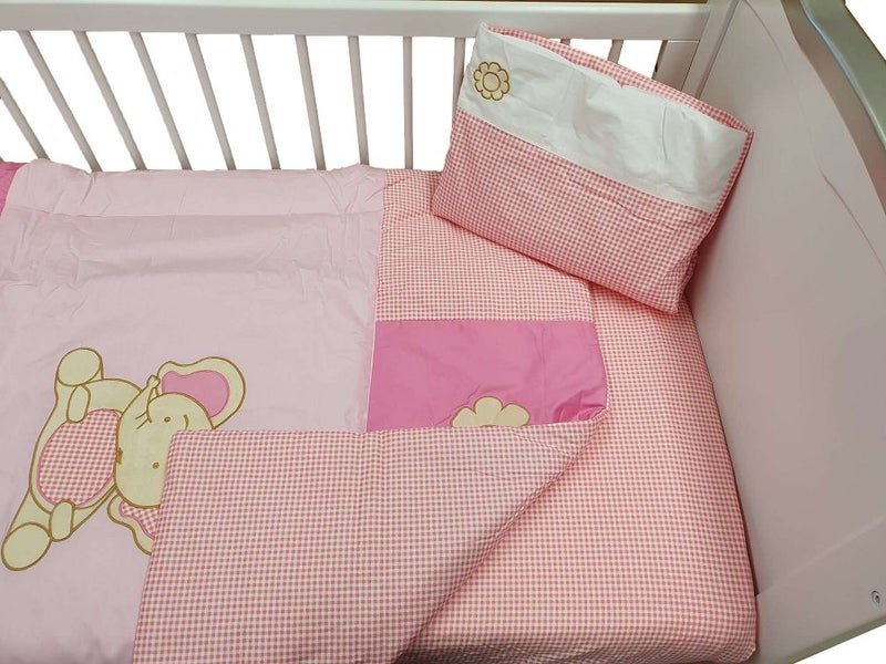 Sleep Tight Cot Bedding Set PINK ELEPHANT Carousel 1