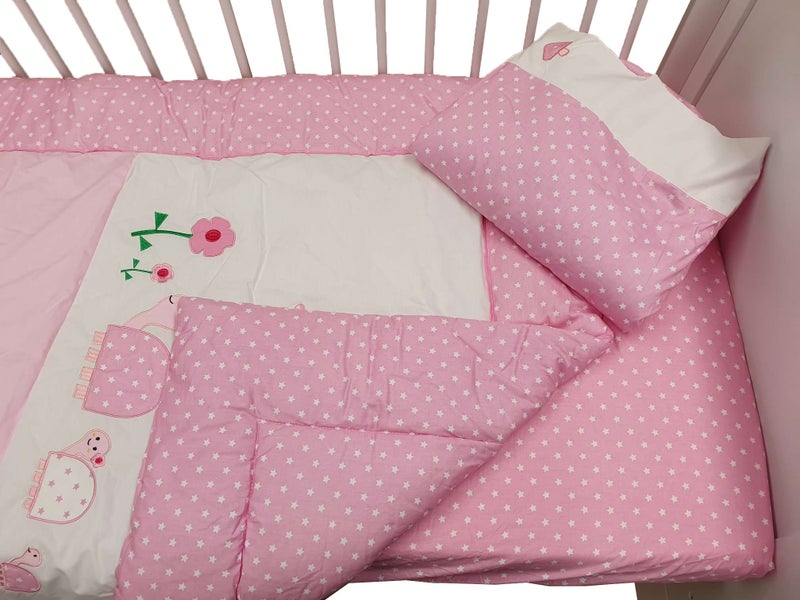 Sleep Tight Cot Bedding Set PINK TURTLE Carousel 1