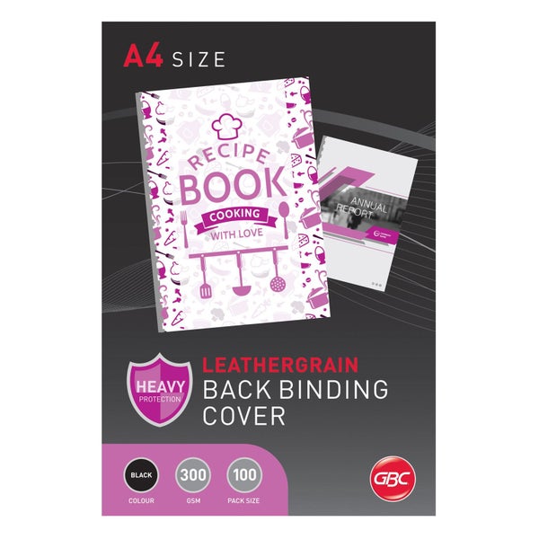 GBC Binding Cover A4 L/Grain Black Pk100 Carousel 1