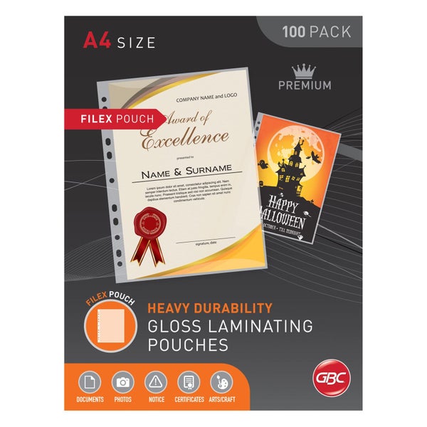 GBC Laminating Pouch A4 125 Micron Pk100 Filex Carousel 1