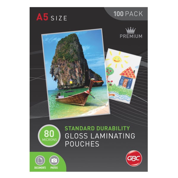 GBC Laminating Pouch A5 80 Micron Pk100 Carousel 1