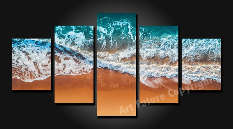ON SALE FREE SHIPPING: Large 5 Piece Canvas Print - Winding waves Carousel 1