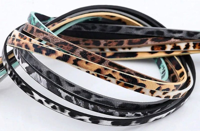 LEATHER PU LEOPARD PRINT TRIPLE LAYER BRACELET - 60CM - BLACK & WHITE Carousel 2