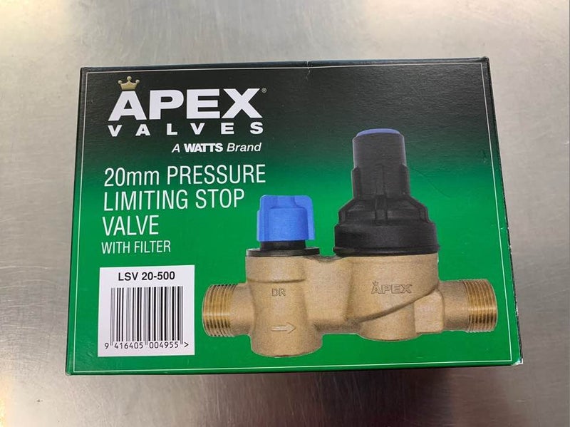 APEX 20mm pressure limiting stop valve with filter Carousel 1