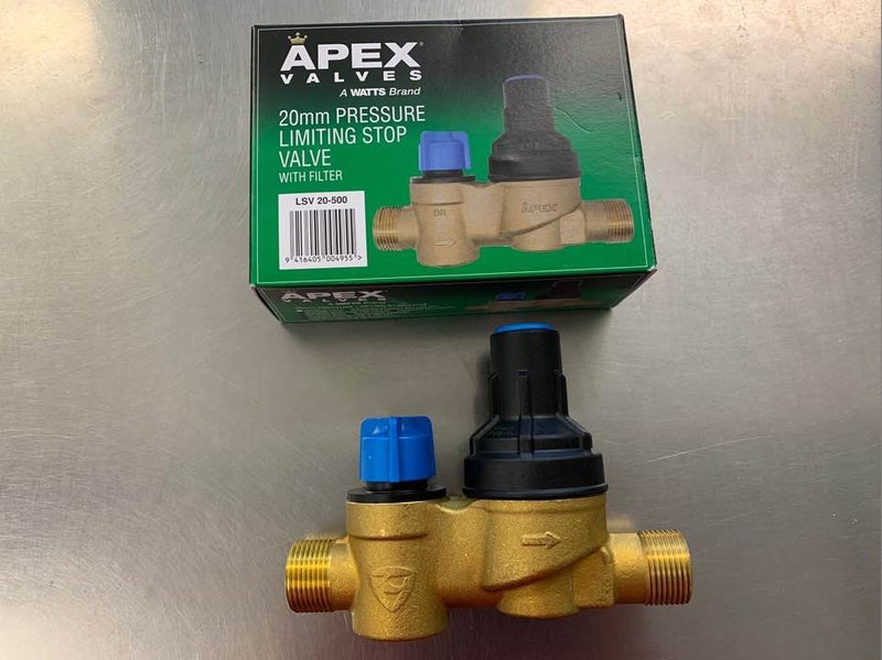 APEX 20mm pressure limiting stop valve with filter Carousel 2