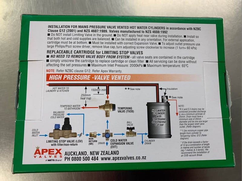 APEX 20mm pressure limiting stop valve with filter Carousel 4