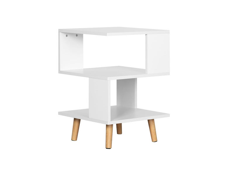 Coral Modular-Style 2-Level White Side Table on Wood Legs Carousel 1