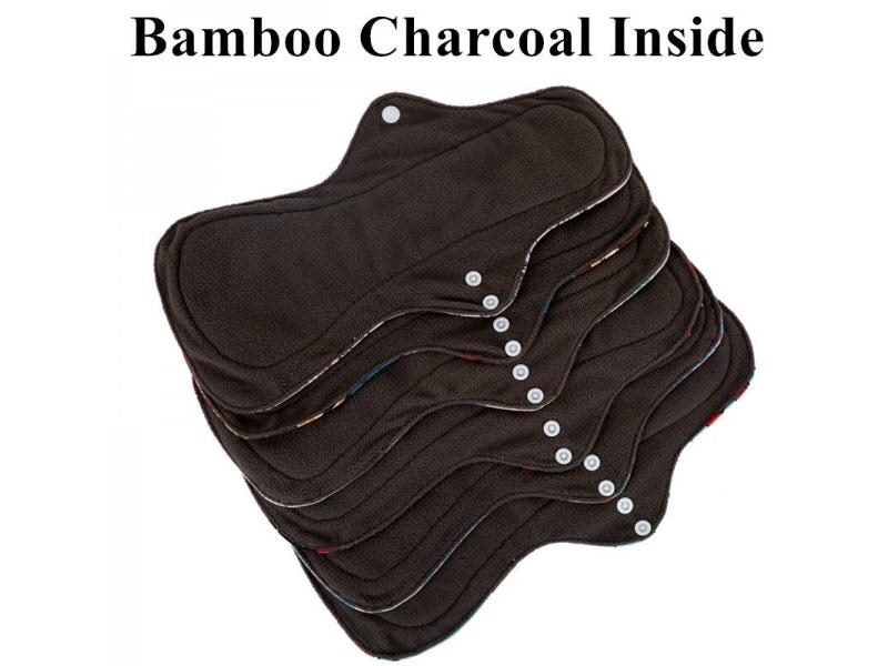 6Pcs 5 1Set Heavy Flow Menstrual Pads Set Resualable Bamboo Charcoal Mum Cloth Carousel 1