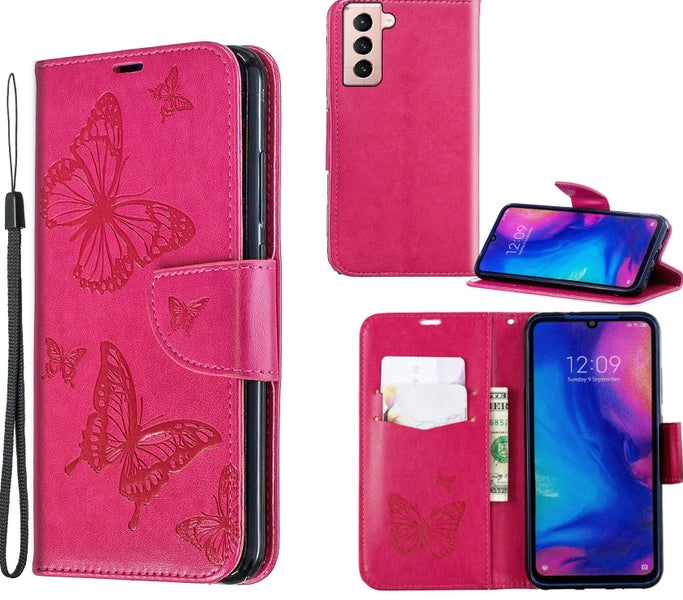 Galaxy S21 5G PU leather wallet case embossed twin butterfly hp Carousel 1