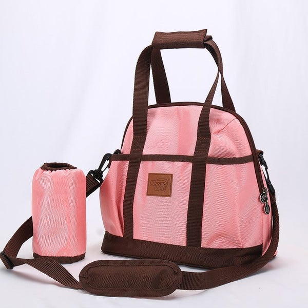 2PCS SET Waterproof Multifunctional Baby Nappy Bag Pink Carousel 1