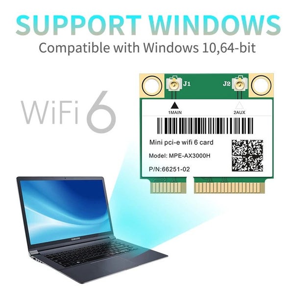Mini PCI-E(Half) Intel AX210 / AX200(MPE-AX3000H) Dual Band WiFi 6 Wireless Chip Carousel 2