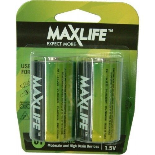 MAX-LIFE BATTERIES ALKALINE D 2-Pack Carousel 1