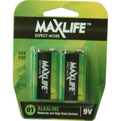 MAX-LIFE BATTERIES ALKALINE 9V 2-Pack Carousel 1