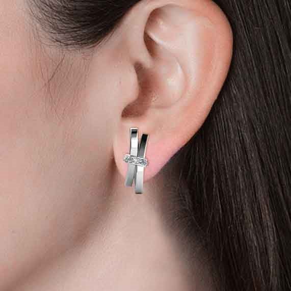 18K White-gold Crystal Bow Stud Earrings "Britney" Carousel 2