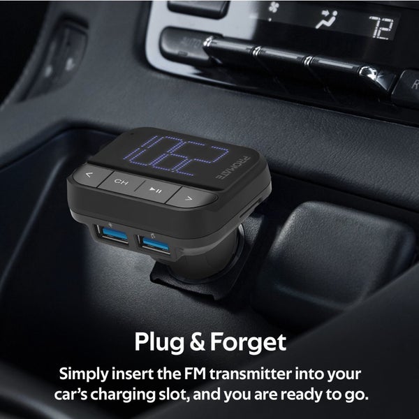 PROMATE Wireless InCar FM Transmitter - Playback from USB / MicroUSB / AUX 3.5mm Carousel 2