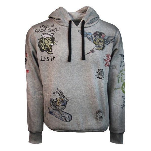 Top Gun Printed Art Pullover Hoodie Grey Carousel 1