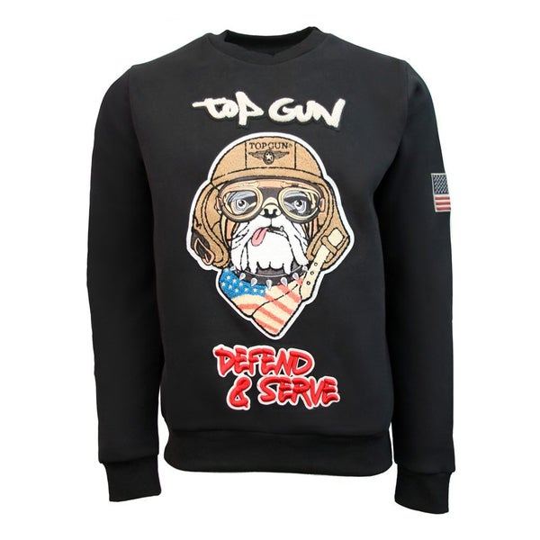 Top Gun Defend and Serve Crewneck Sweatshirt Black Carousel 1