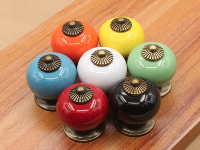 Ceramic Drawer Knob Round Shape A02 - Black Carousel 1