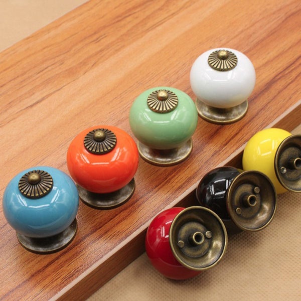 Ceramic Drawer Knob Round Shape A02 - Blue Carousel 8